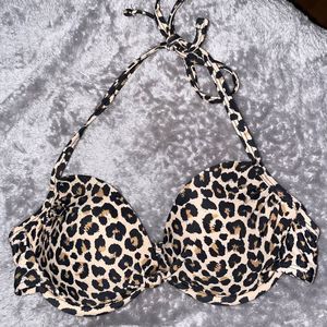 Cheetah Print Padded Bikini Top Size S